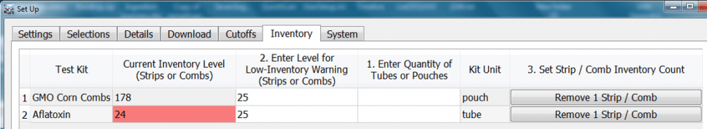 QuickScan II Inventory tab