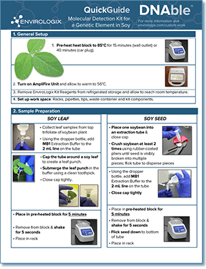 Thumbnail of DNAble Molecular Detection Kit for a Genetic Element in Soy QuickGuide