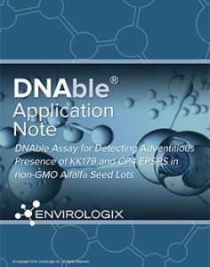 Thumbnail of DNAble Assay for Detecting Adventitious Presence of KK179 and CP4 EPSPS in non-GMO Alfalfa Seed Lots Application Notes cover