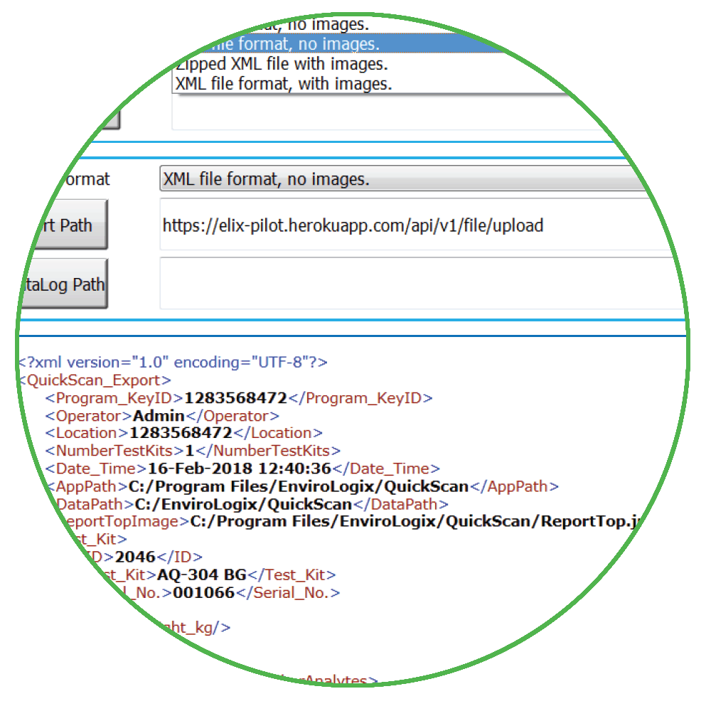 screenshot example of export options