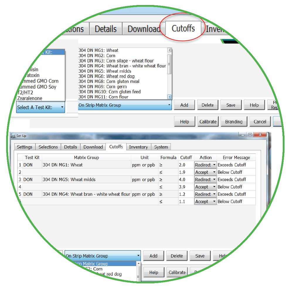 screenshot example of custom cutoffs