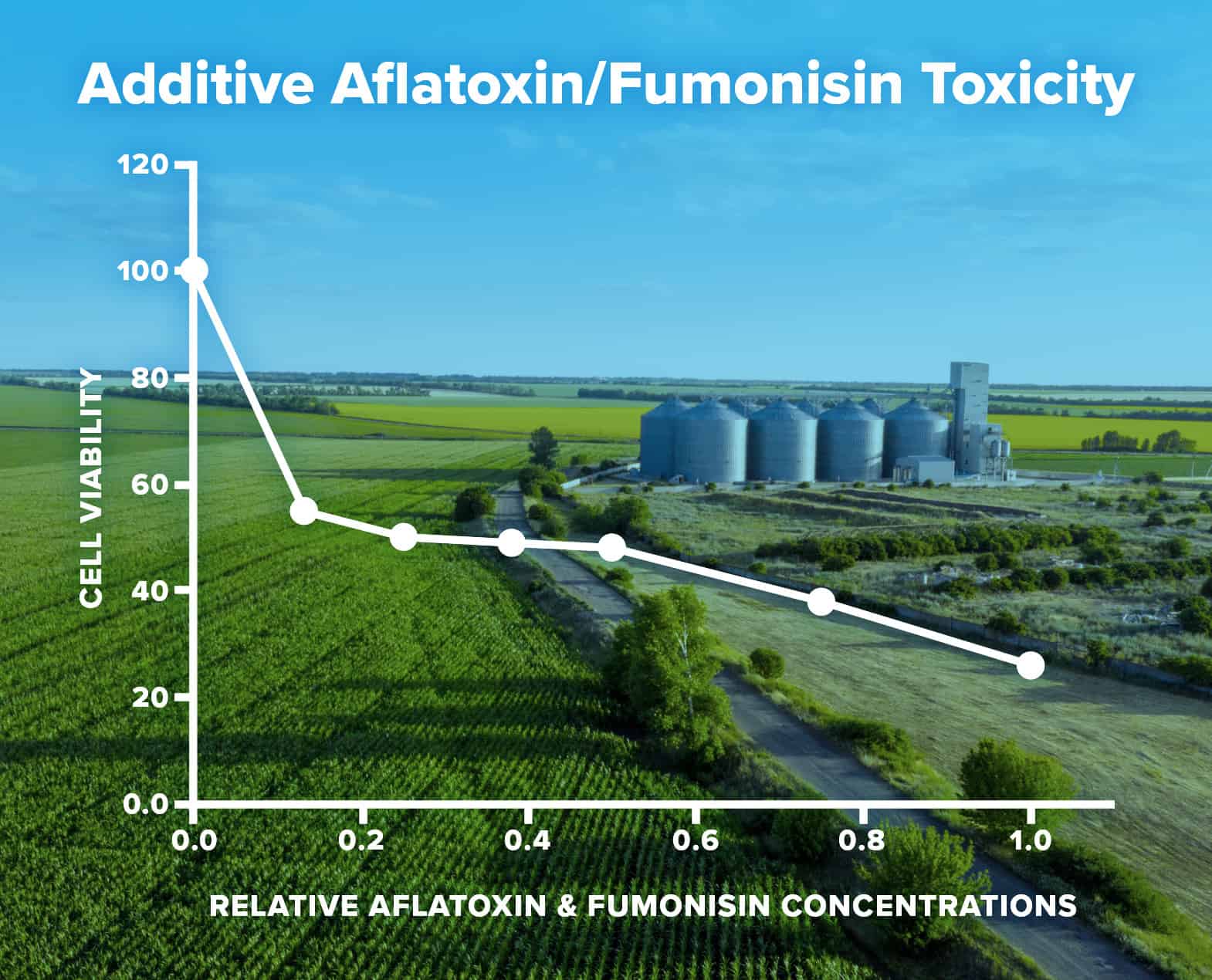 Chart showing additive toxicity of aflatoxin and fumonisin